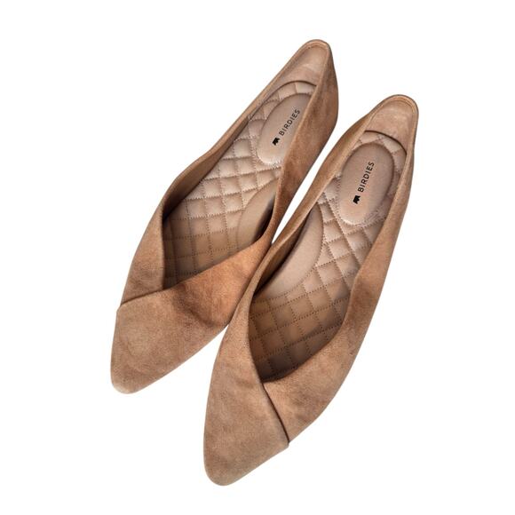 BIRDIES Goldfinch Tan Suede Ballet Flat Women's Size 9 Pointed Toe Leather Fall - Picture 3 of 13